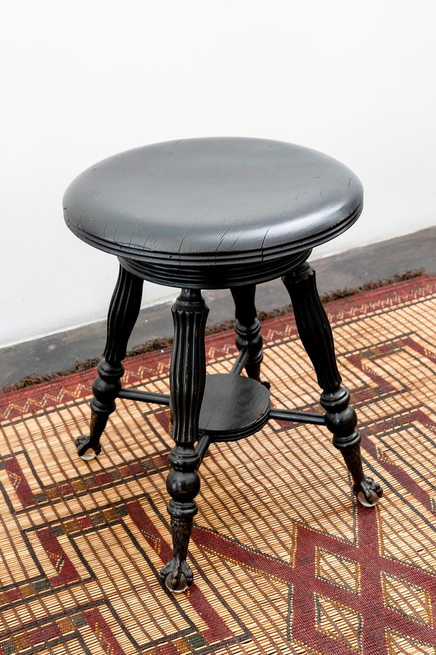 CLAW FOOT PIANO BLACK STOOL - Burning Torch Online Boutique