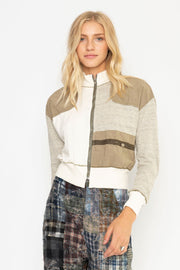 CLOUD'S REST COTTON ZIP JACKET - SAMPLE - NATURAL + ARMY - Burning Torch Online Boutique