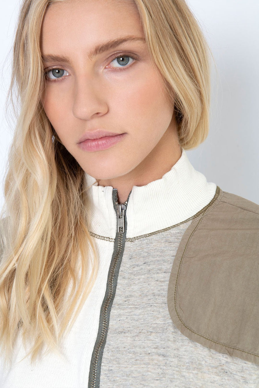 CLOUD'S REST COTTON ZIP JACKET - SAMPLE - NATURAL + ARMY - Burning Torch Online Boutique