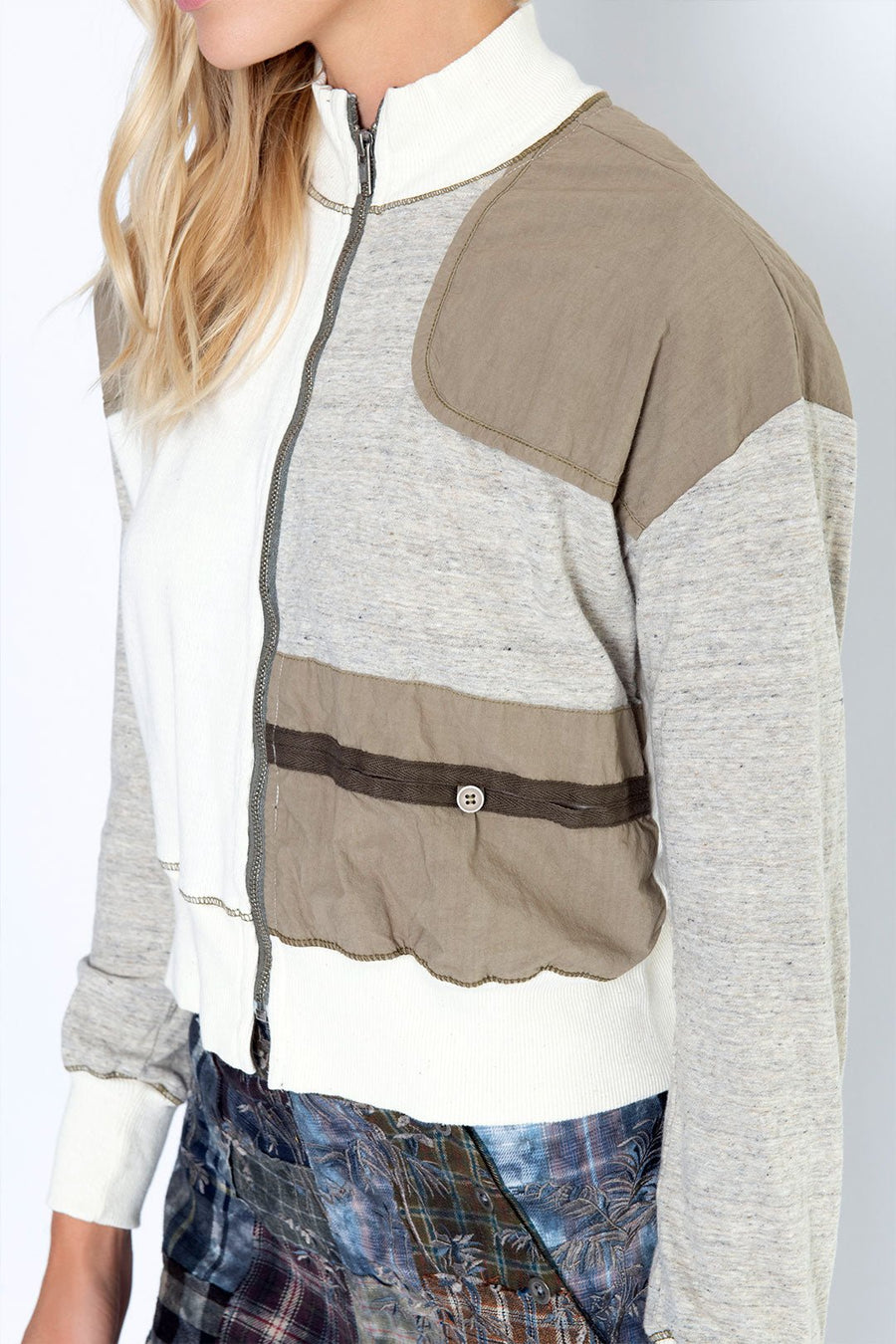 CLOUD'S REST COTTON ZIP JACKET - SAMPLE - NATURAL + ARMY - Burning Torch Online Boutique