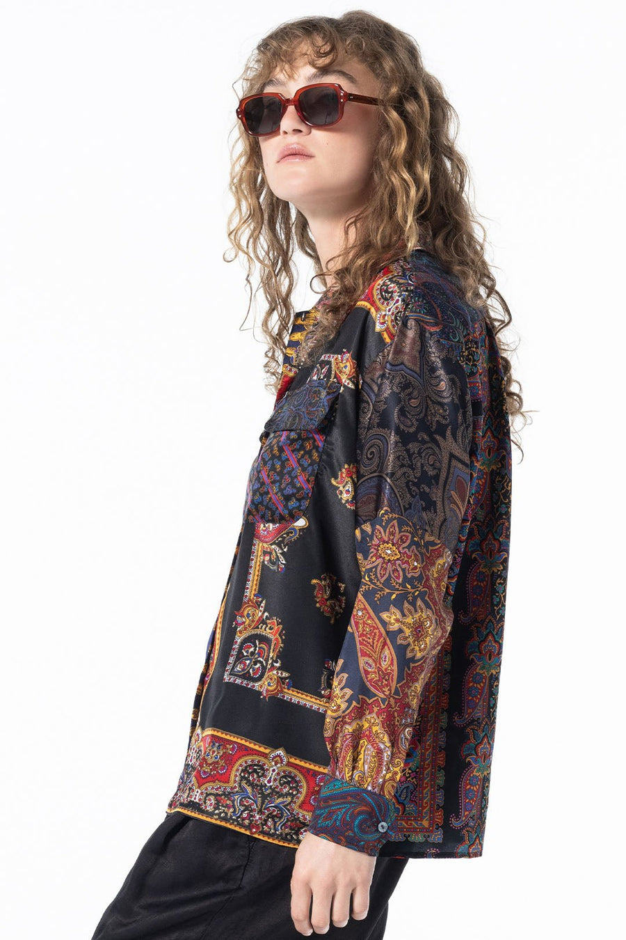 COSMOS BUTTON DOWN SHIRT, MULTI - Burning Torch Online Boutique