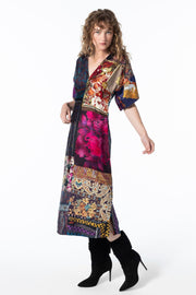 COSMOS V NECK DRESS, MULTI - Burning Torch Online Boutique