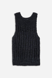 CROCHET LEATHER VEST, BLACK - Burning Torch Online Boutique