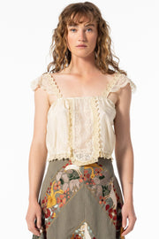 DAPHNE EMBROIDERED SILK CAMI, IVORY - Burning Torch Online Boutique