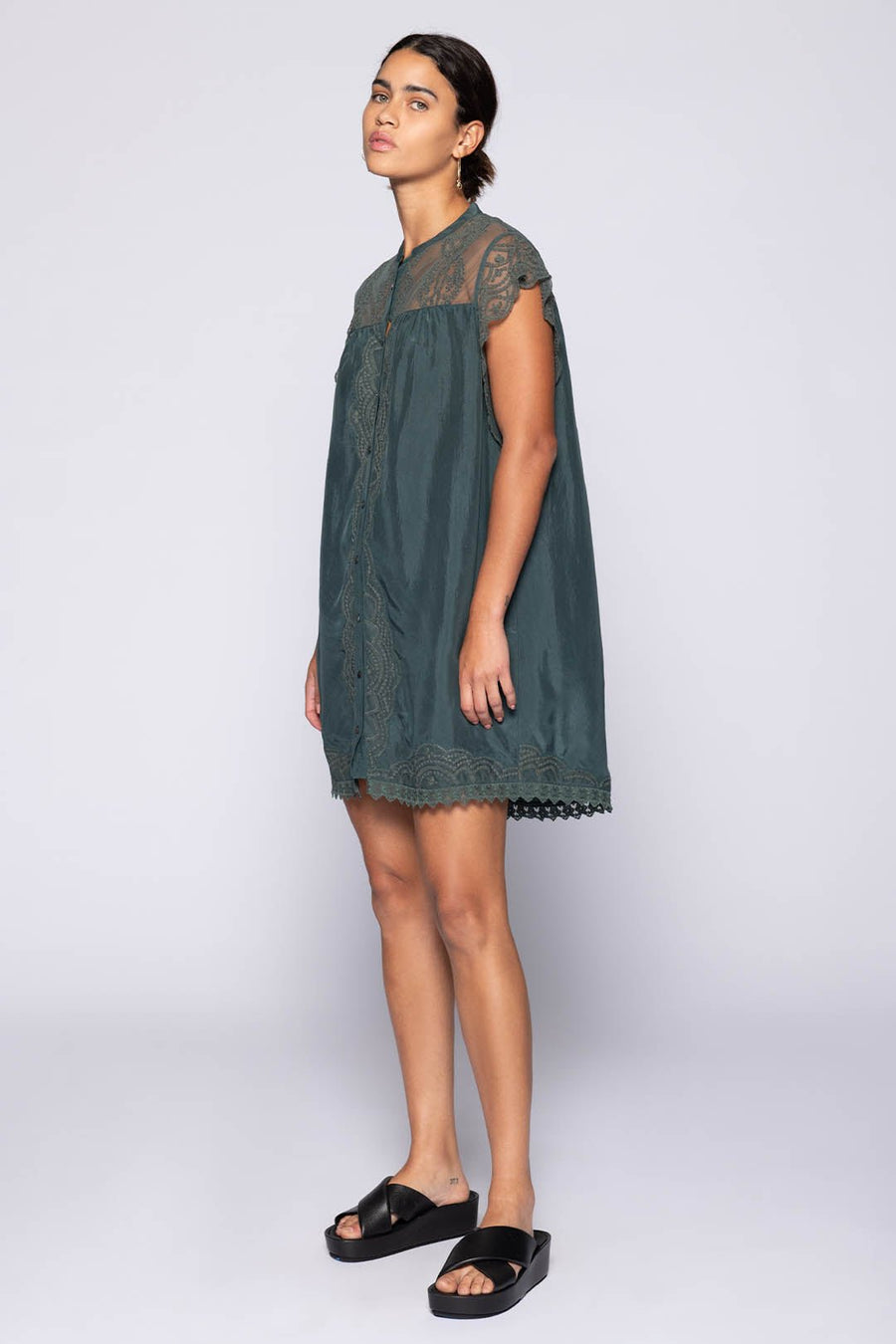 DAPHNE SHORT SLEEVE DRESS, PETROL - Burning Torch Online Boutique
