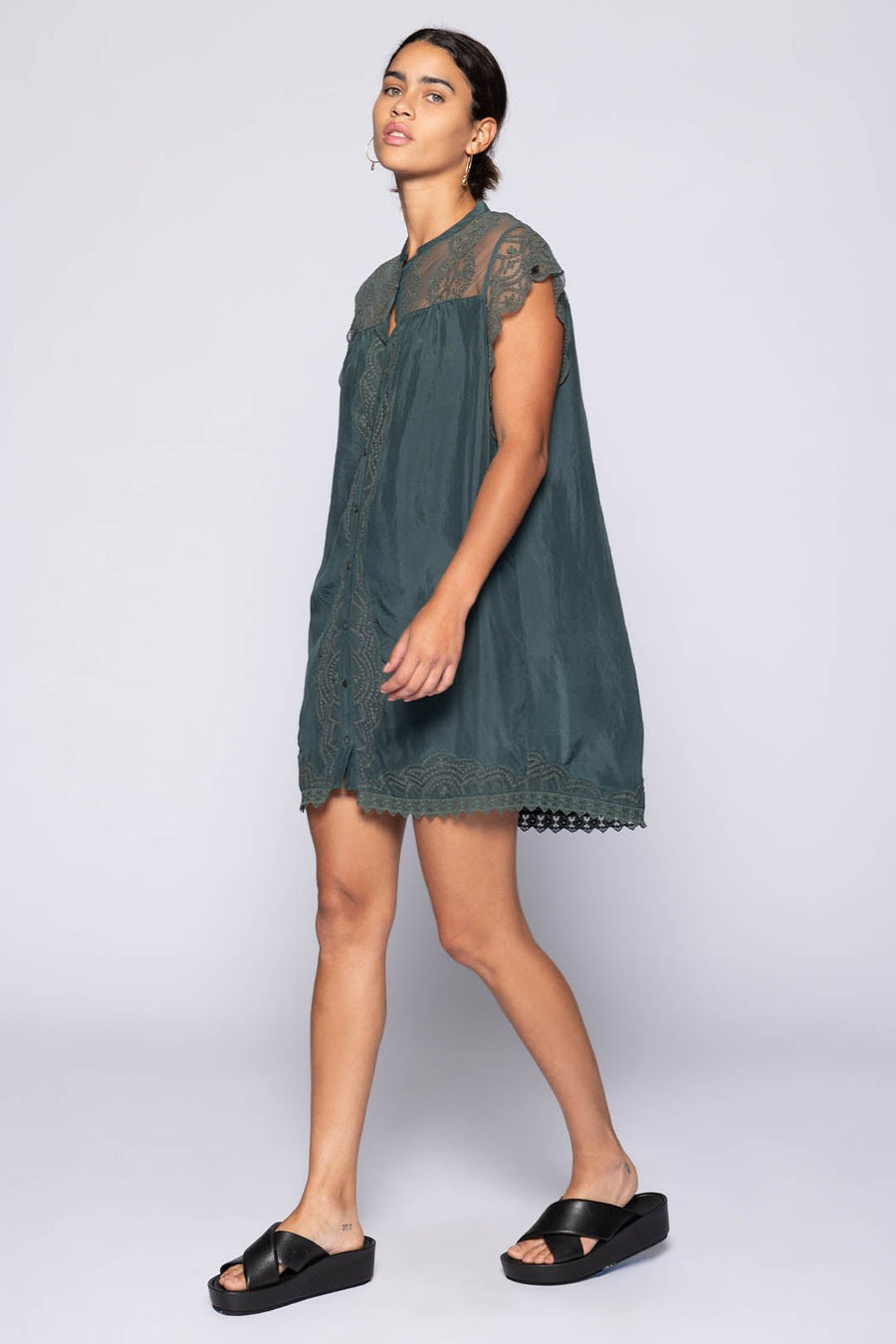 DAPHNE SHORT SLEEVE DRESS, PETROL - Burning Torch Online Boutique