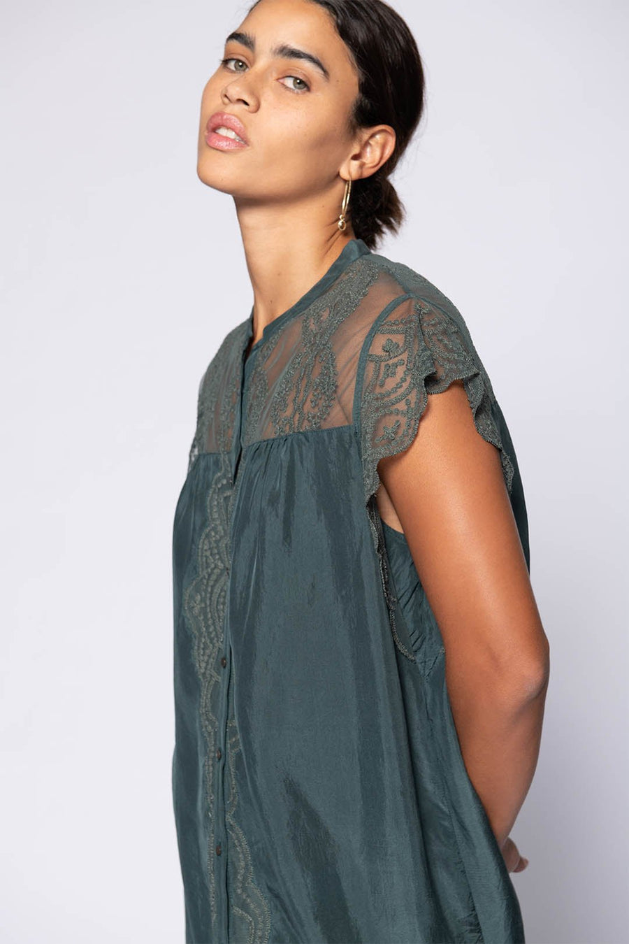 DAPHNE SHORT SLEEVE DRESS, PETROL - Burning Torch Online Boutique