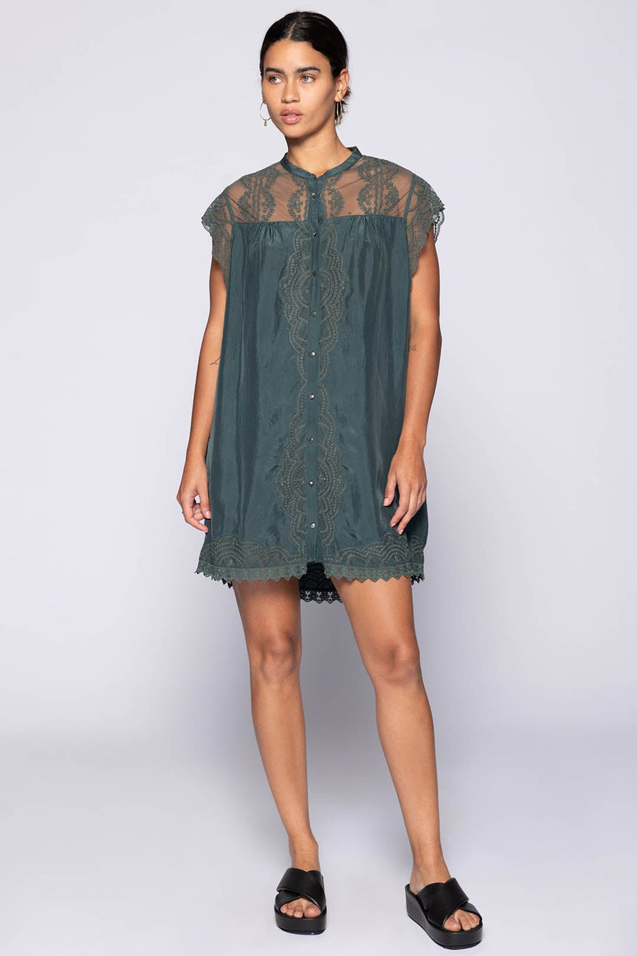 DAPHNE SHORT SLEEVE DRESS, PETROL - Burning Torch Online Boutique