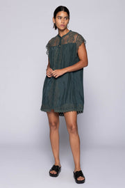DAPHNE SHORT SLEEVE DRESS, PETROL - Burning Torch Online Boutique