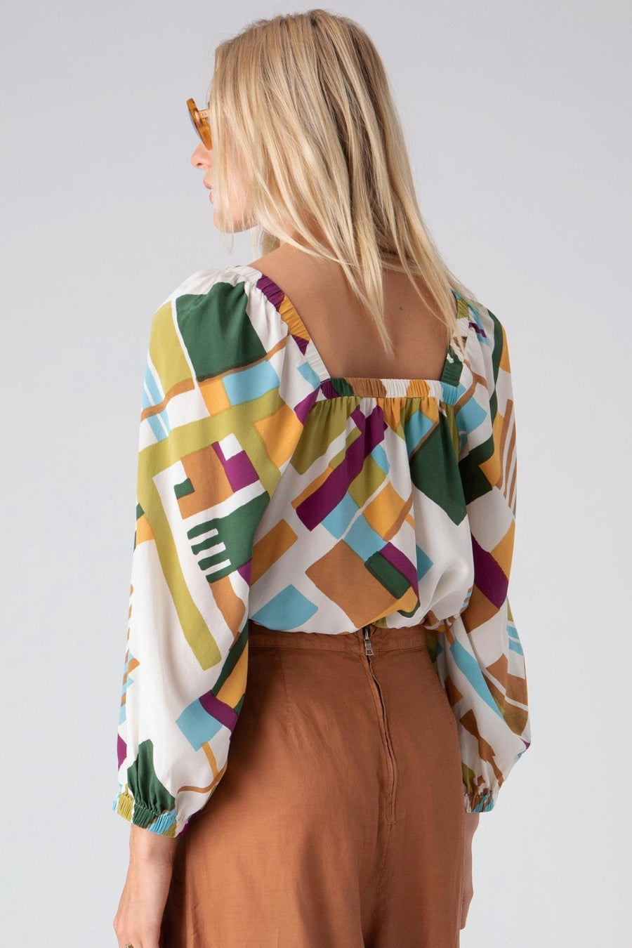 DELANEY LONG SLEEVE BLOUSE, MULTI - SAMPLE 72055 - Burning Torch Online Boutique