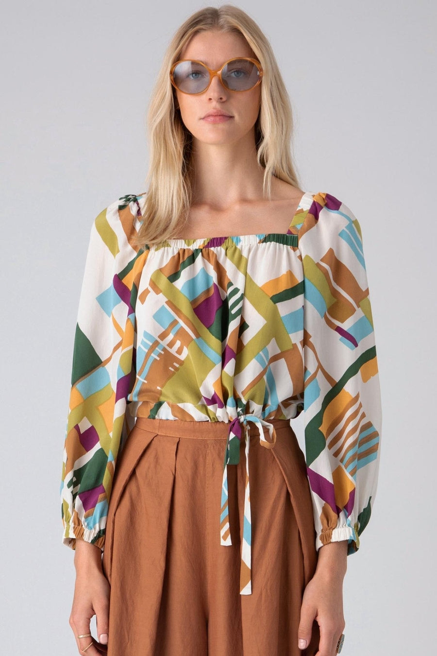 DELANEY LONG SLEEVE BLOUSE, MULTI - SAMPLE 72055 - Burning Torch Online Boutique