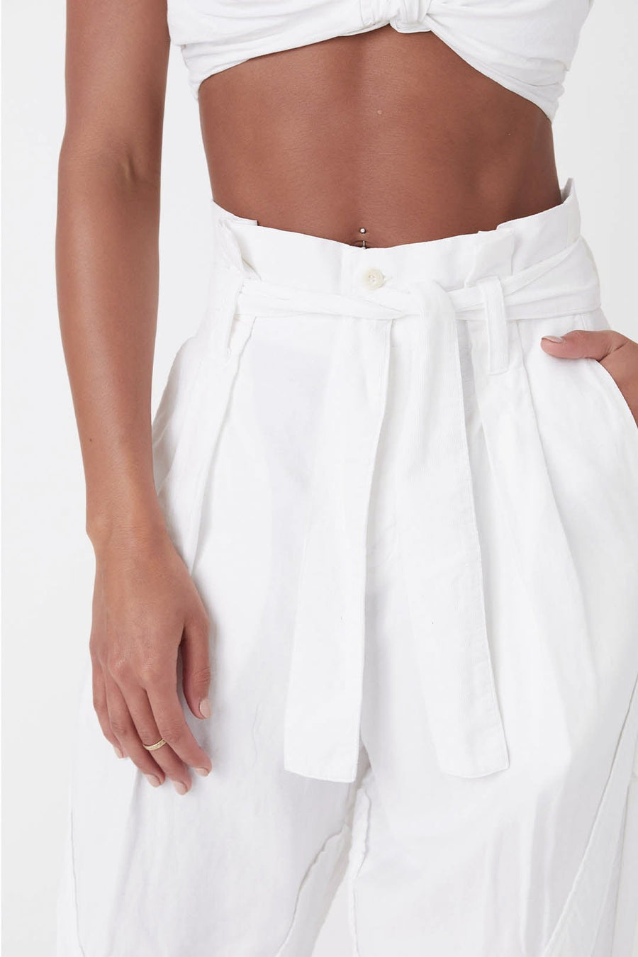 DOJO PAPERBAG PANT, WHITE - SAMPLE 10335 - Burning Torch Online Boutique