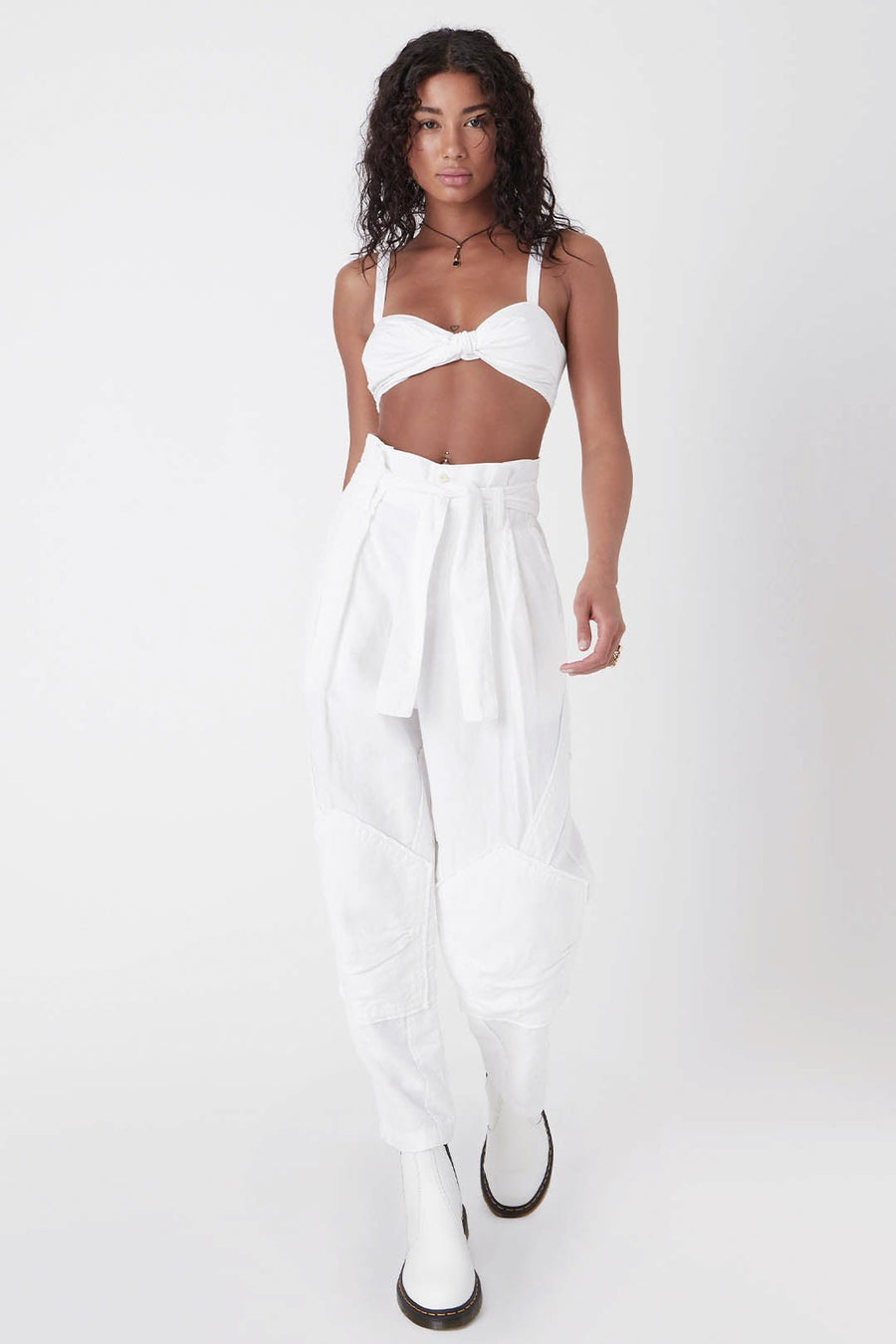 DOJO PAPERBAG PANT, WHITE - SAMPLE 10335 - Burning Torch Online Boutique