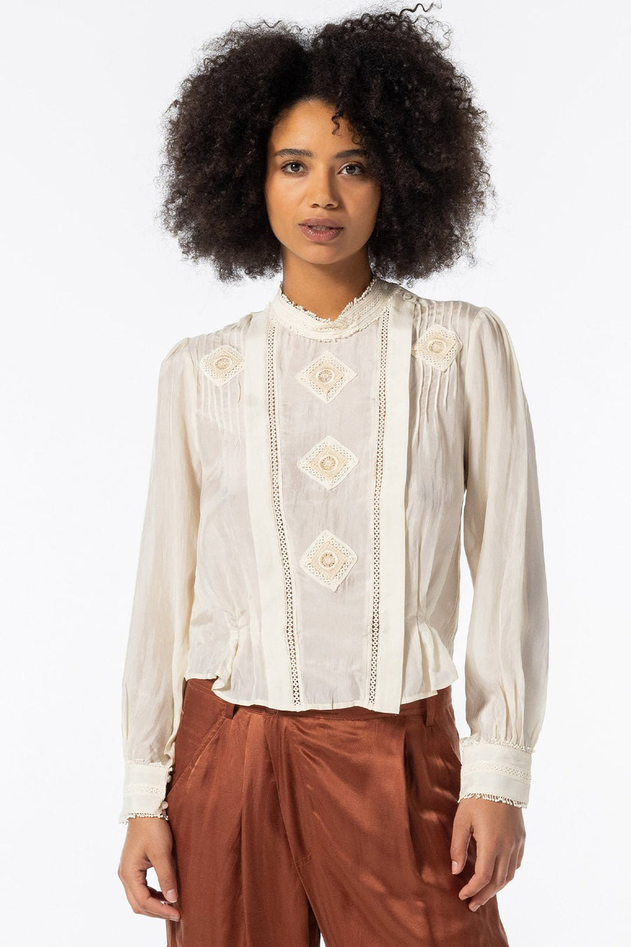 EMMA LONG SLEEVE ASYMMETRICAL TOP, IVORY - Burning Torch Online Boutique