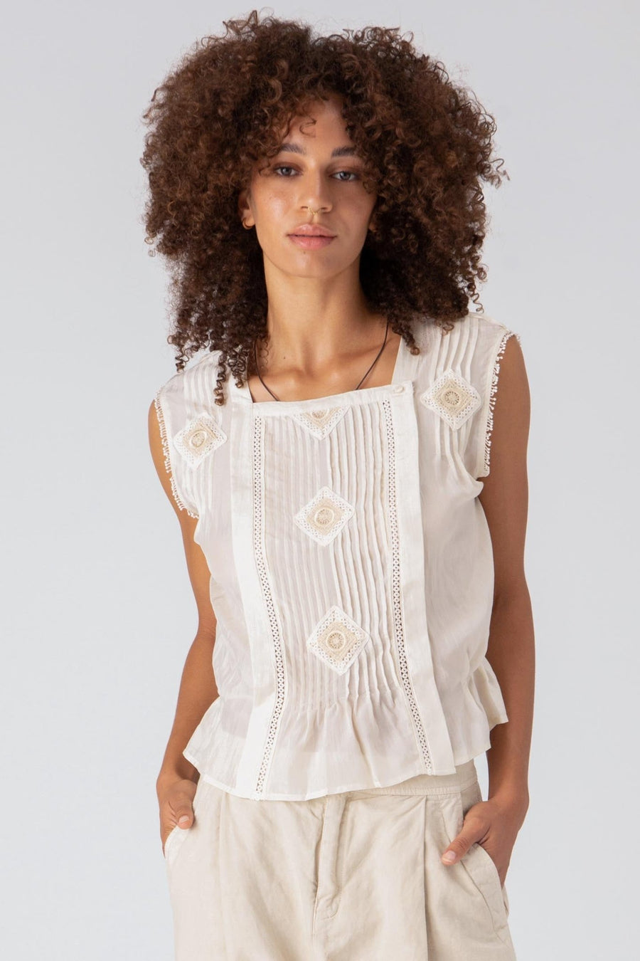 EMMA SHORT SLEEVE TOP, IVORY - Burning Torch Online Boutique