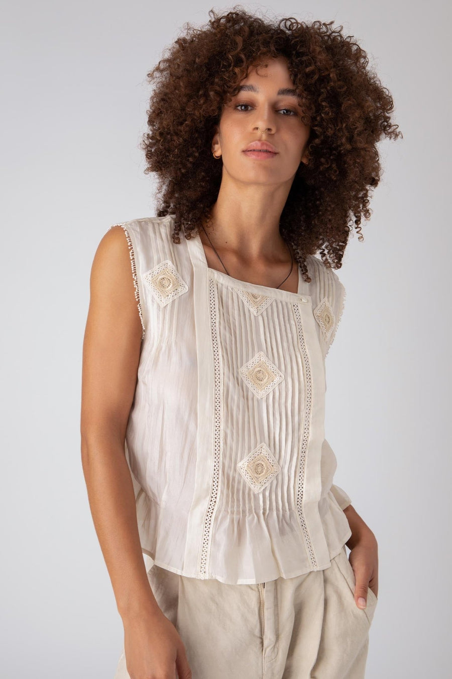 EMMA SHORT SLEEVE TOP, IVORY - Burning Torch Online Boutique