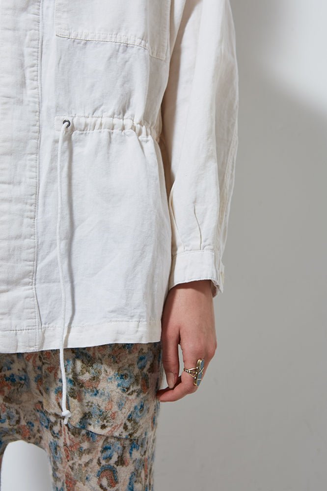 EXPLORER LINEN JACKET WITH HOOD- SALT - Burning Torch Online Boutique