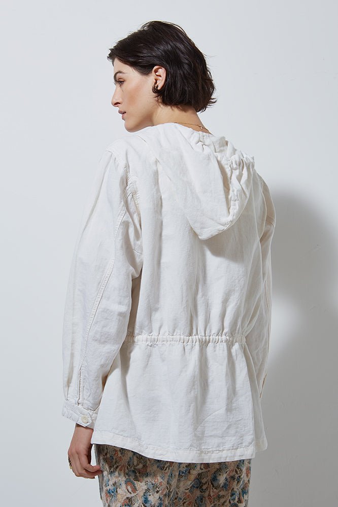 EXPLORER LINEN JACKET WITH HOOD- SALT - Burning Torch Online Boutique