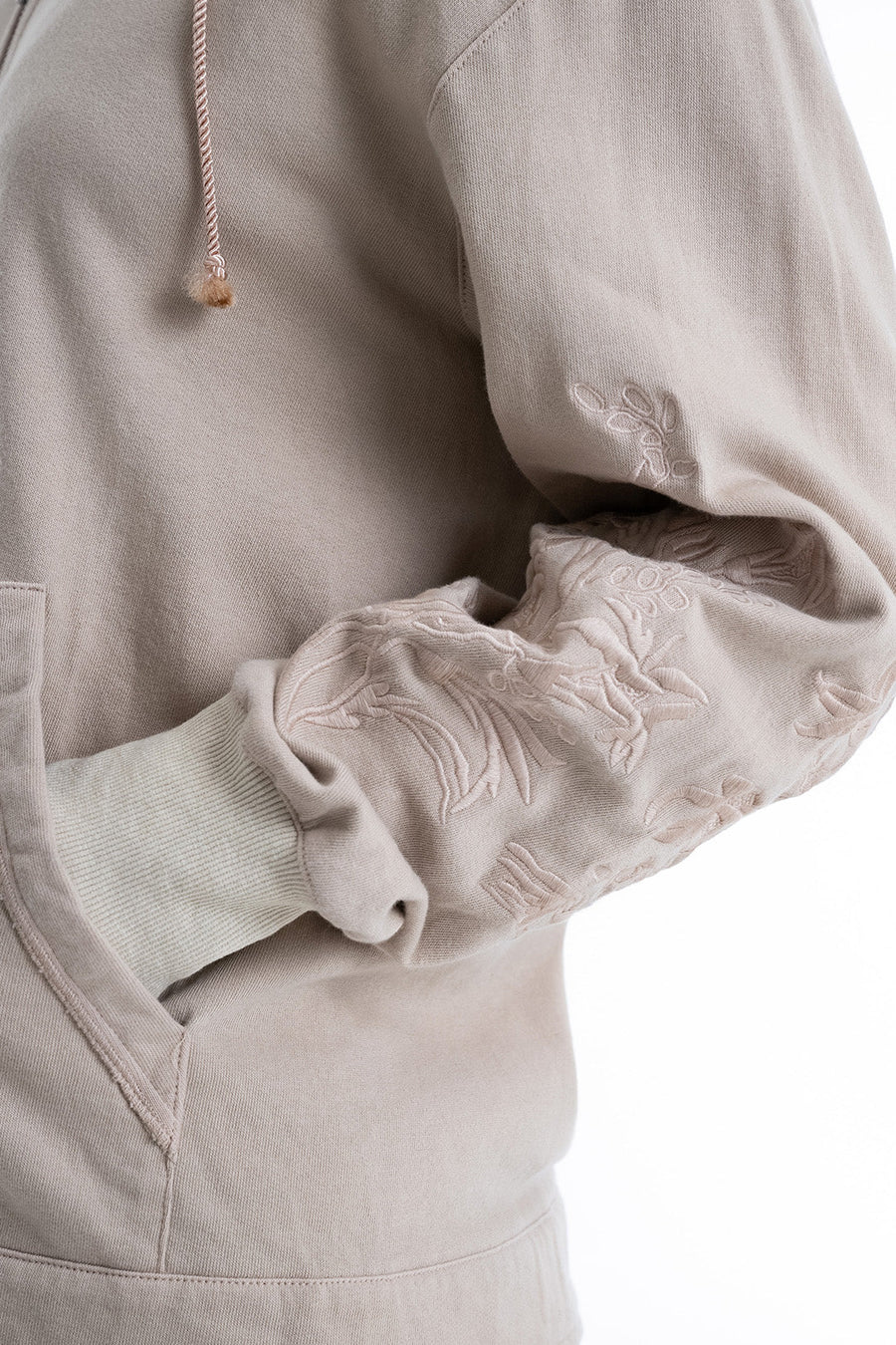 FLEECE HOODIE ZIP JACKET, BIRCH - Burning Torch Online Boutique