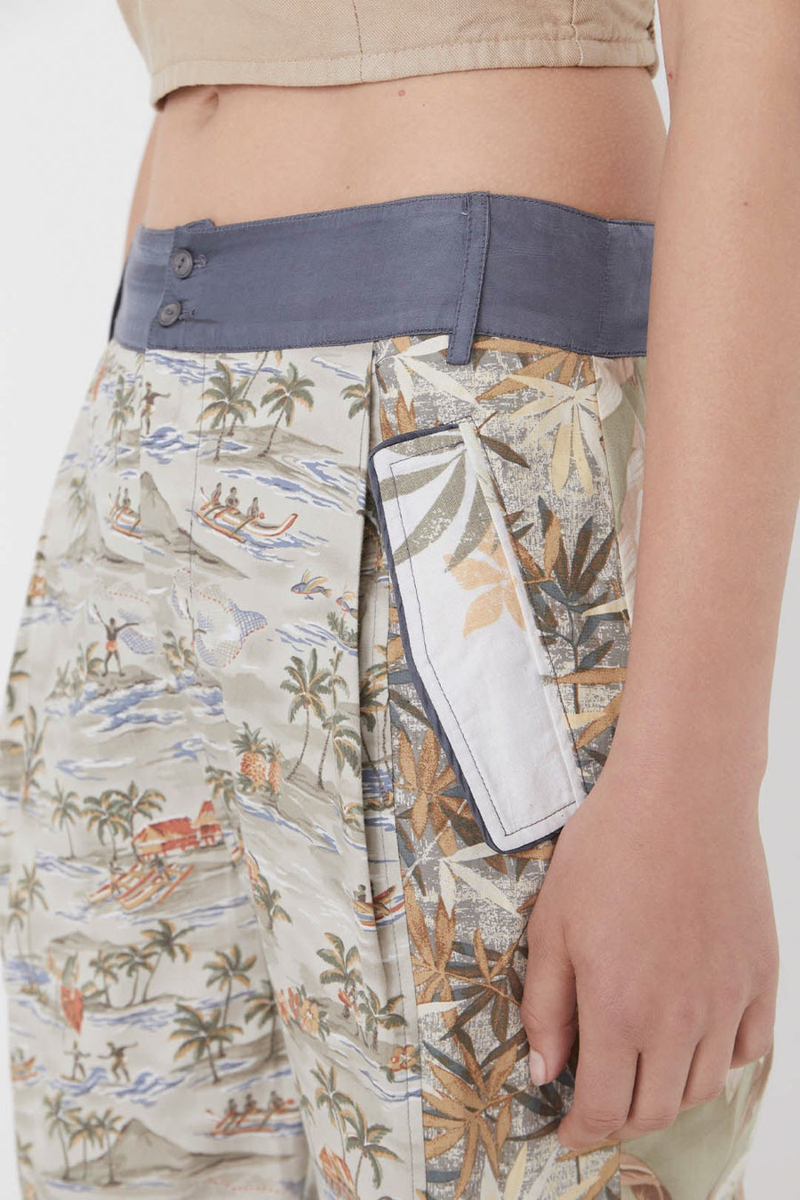 GILLIGAN UPCYCLED HAWAIIAN BUTTON PANT, MULTI - Burning Torch Online Boutique