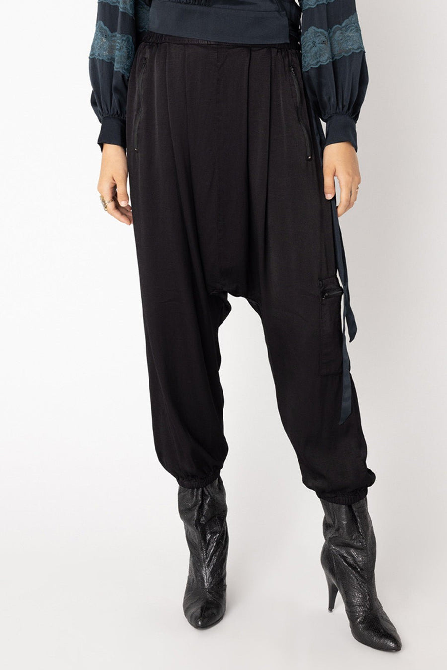 HANOVER DROP CROTCH PANT, WASHED BLACK - Burning Torch Online Boutique