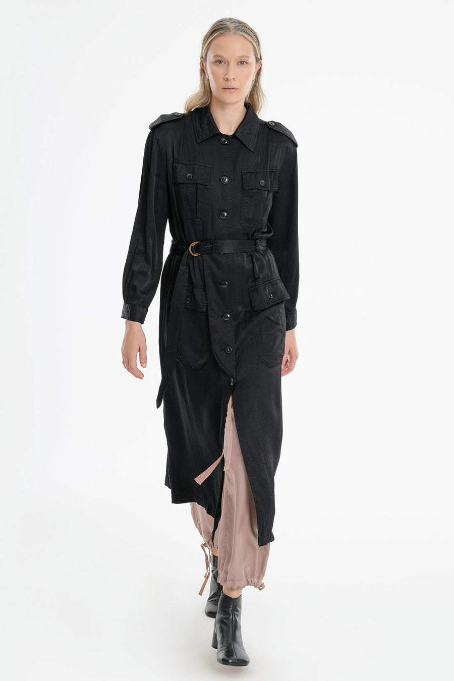 HANOVER TRENCH COAT, WASHED BLACK - Burning Torch Online Boutique