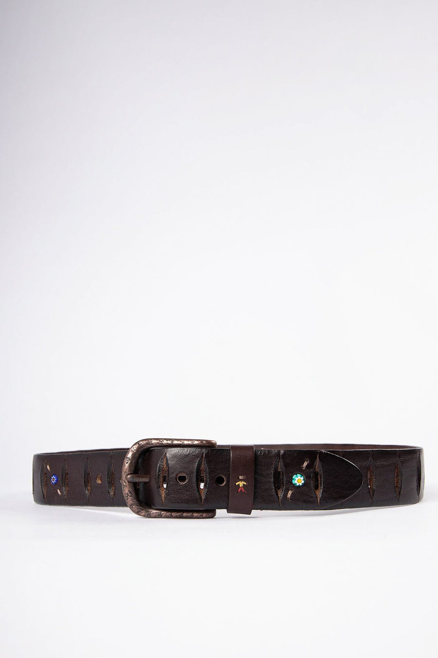 HENRY BEGUELIN BELT WITH BEADS, DARK BROWN - Burning Torch Online Boutique