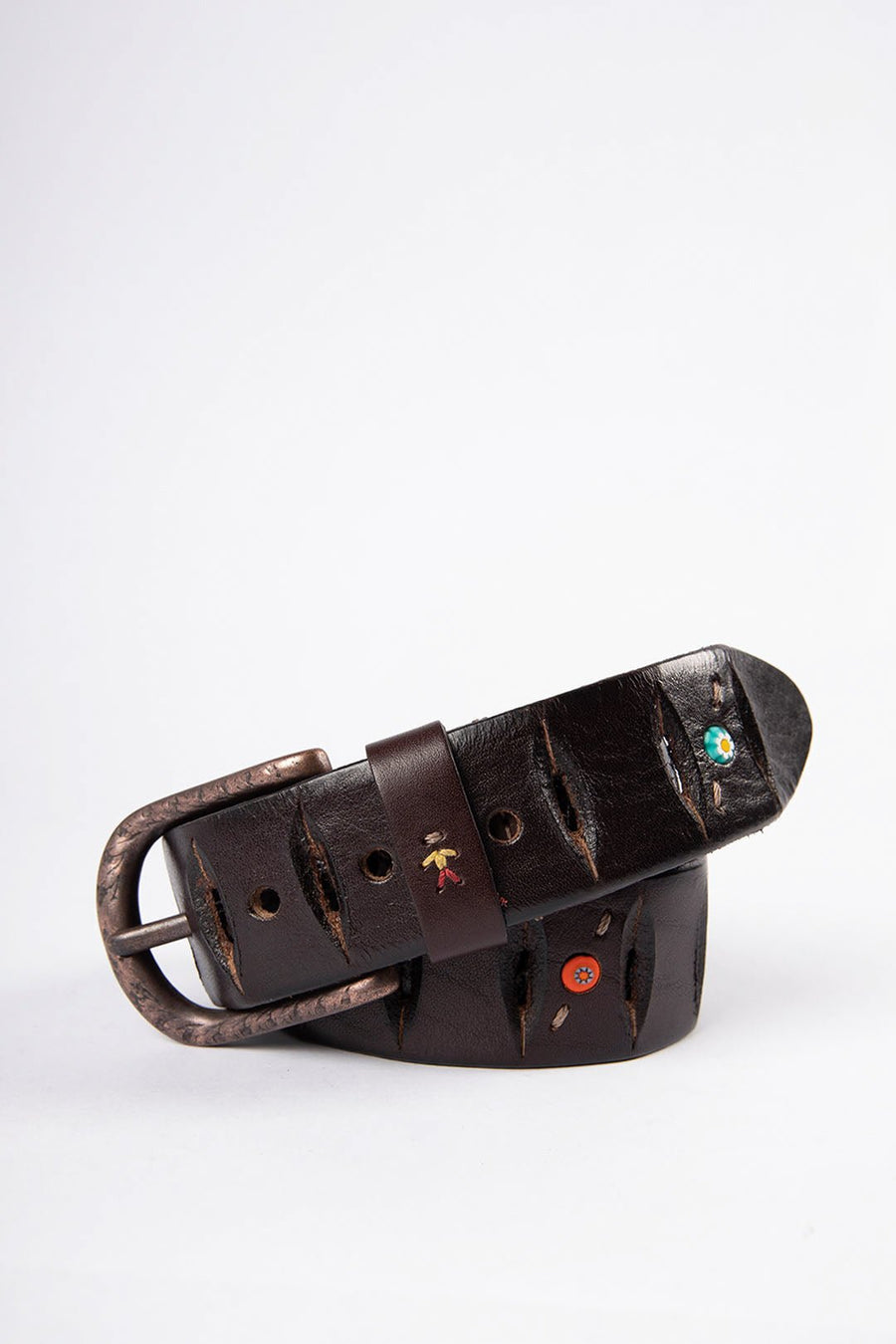 HENRY BEGUELIN BELT WITH BEADS, DARK BROWN - Burning Torch Online Boutique