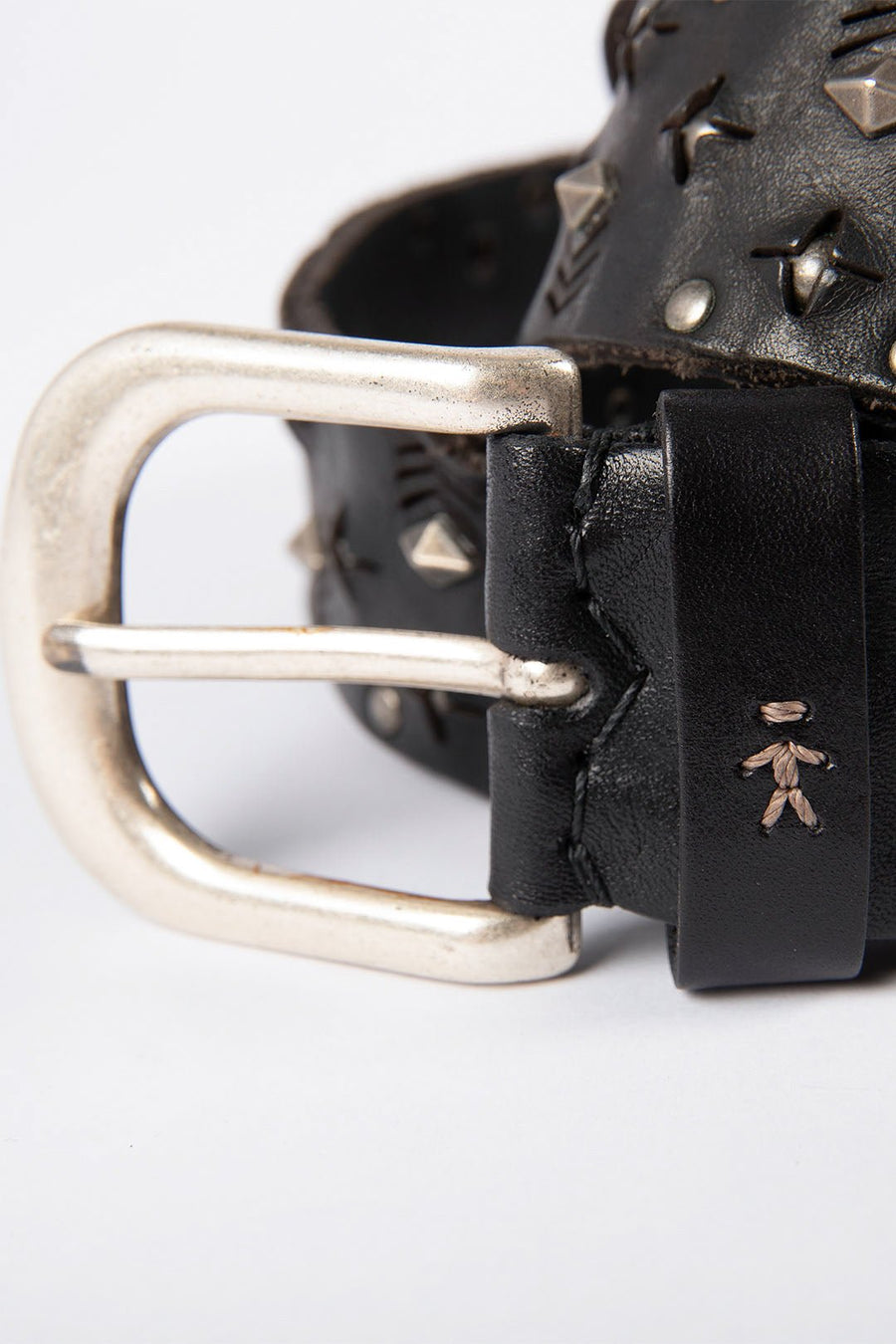 HENRY BEGUELIN BELT WITH SILVER STUDS, BLACK - Burning Torch Online Boutique