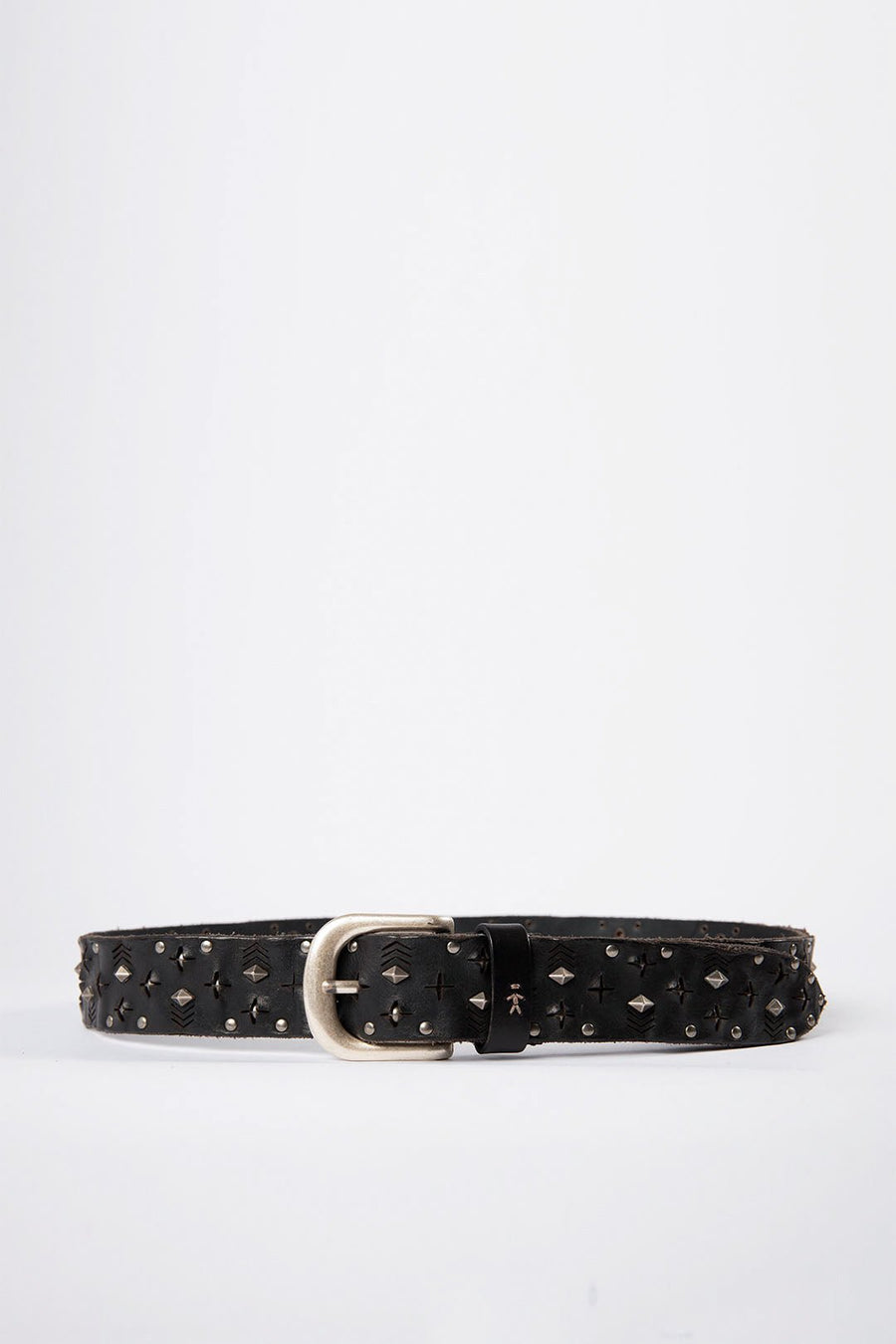 HENRY BEGUELIN BELT WITH SILVER STUDS, BLACK - Burning Torch Online Boutique