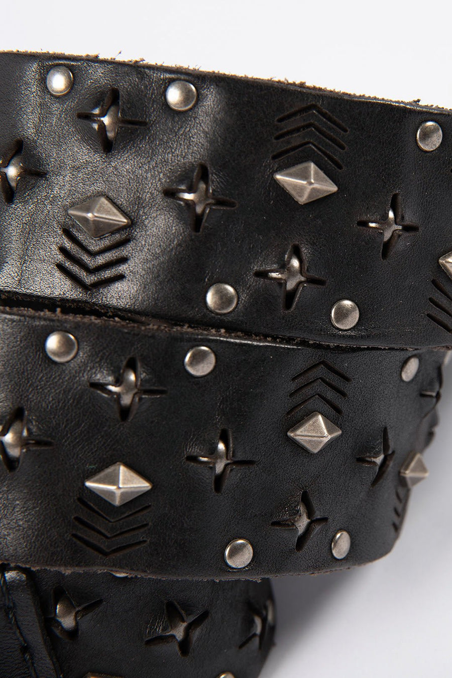 HENRY BEGUELIN BELT WITH SILVER STUDS, BLACK - Burning Torch Online Boutique
