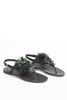 Henry Beguelin Infradito Fiori Flat Sandal Black & Green - Burning Torch Online Boutique