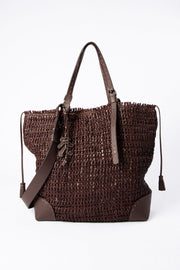 HENRY BEGUELIN LARGE WOVEN HANDBAG, BROWN - Burning Torch Online Boutique
