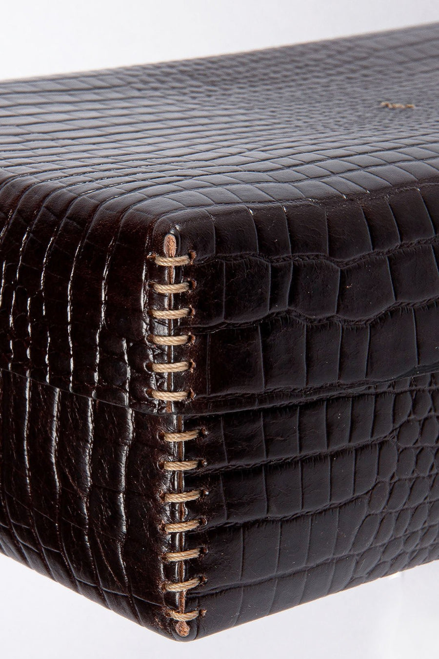 HENRY BEGUELIN LEATHER BOX, BROWN - Burning Torch Online Boutique
