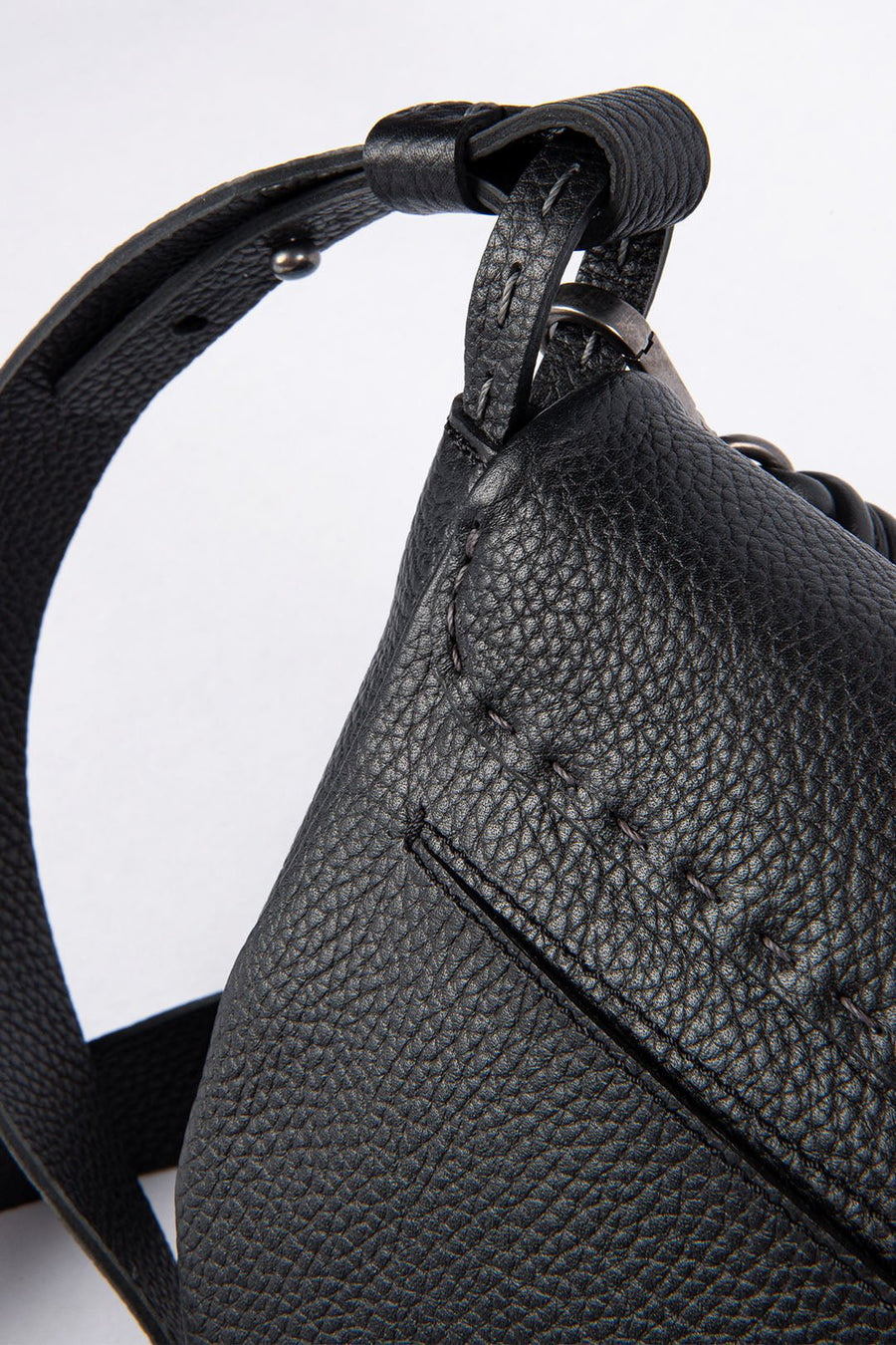 HENRY BEGUELIN LEATHER SADDLE BAG, BLACK - Burning Torch Online Boutique