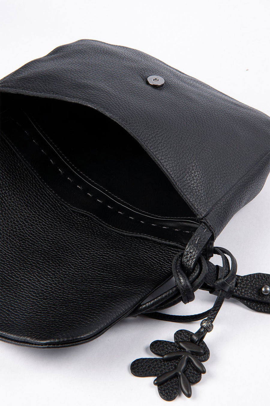 HENRY BEGUELIN LEATHER SADDLE BAG, BLACK - Burning Torch Online Boutique
