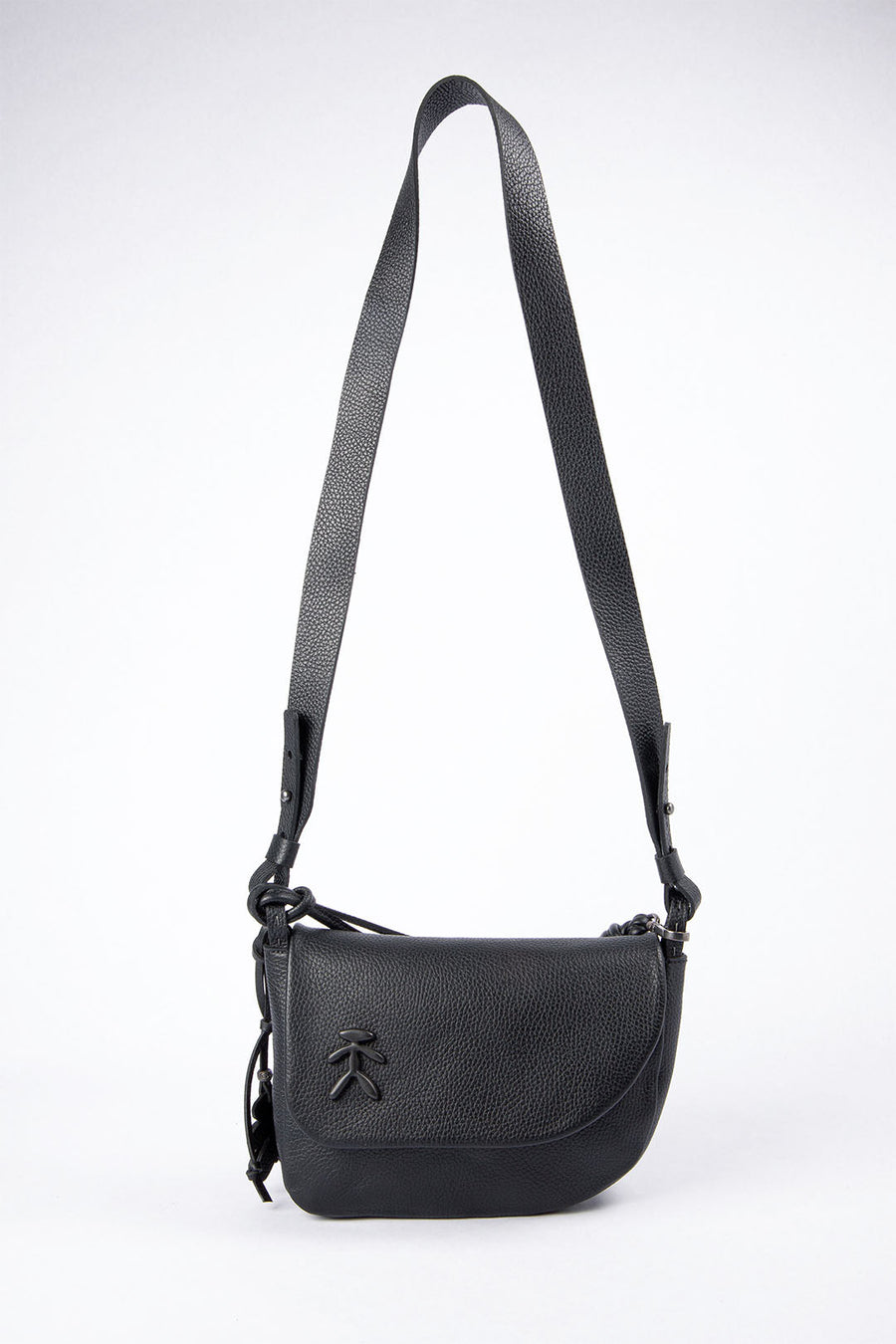 HENRY BEGUELIN LEATHER SADDLE BAG, BLACK - Burning Torch Online Boutique