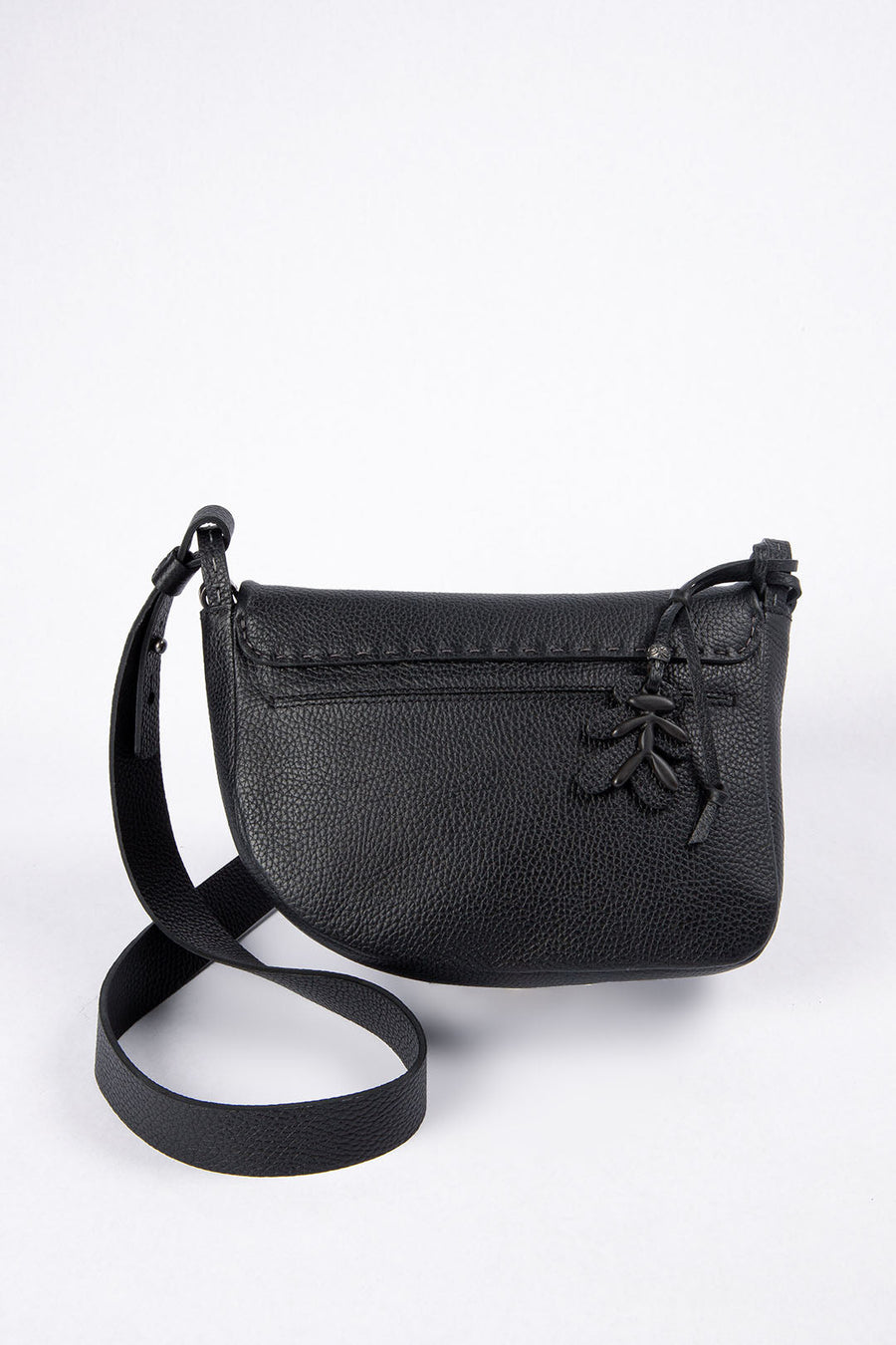 HENRY BEGUELIN LEATHER SADDLE BAG, BLACK - Burning Torch Online Boutique