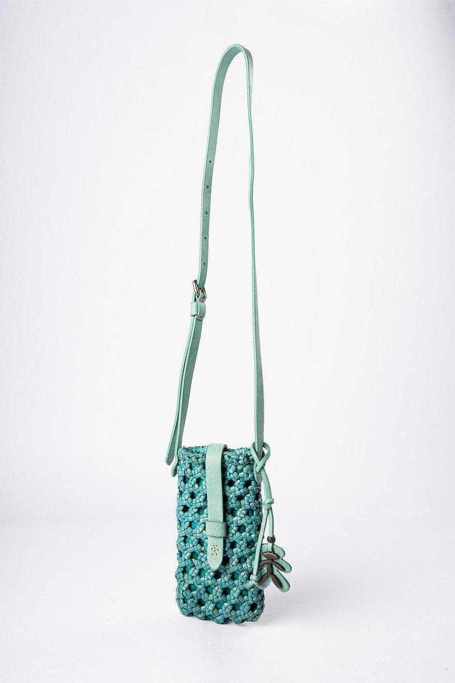 HENRY BEGUELIN WOVEN CELLPHONE BAG, TURQUOISE - Burning Torch Online Boutique