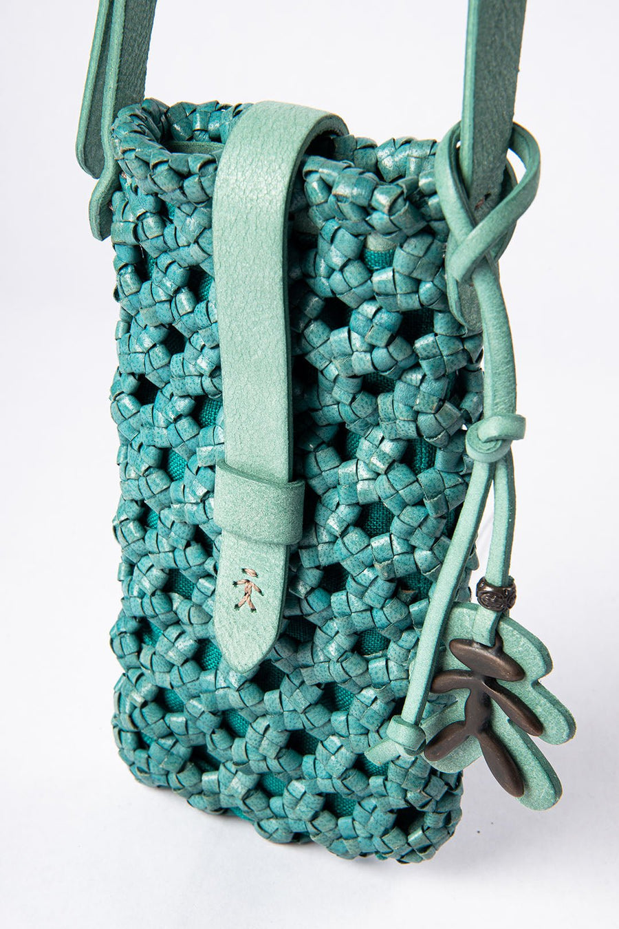 HENRY BEGUELIN WOVEN CELLPHONE BAG, TURQUOISE - Burning Torch Online Boutique