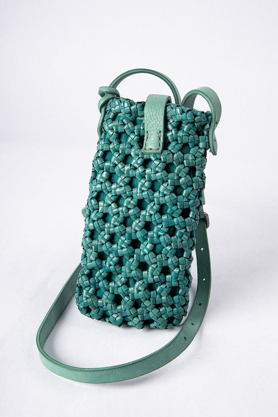 HENRY BEGUELIN WOVEN CELLPHONE BAG, TURQUOISE - Burning Torch Online Boutique