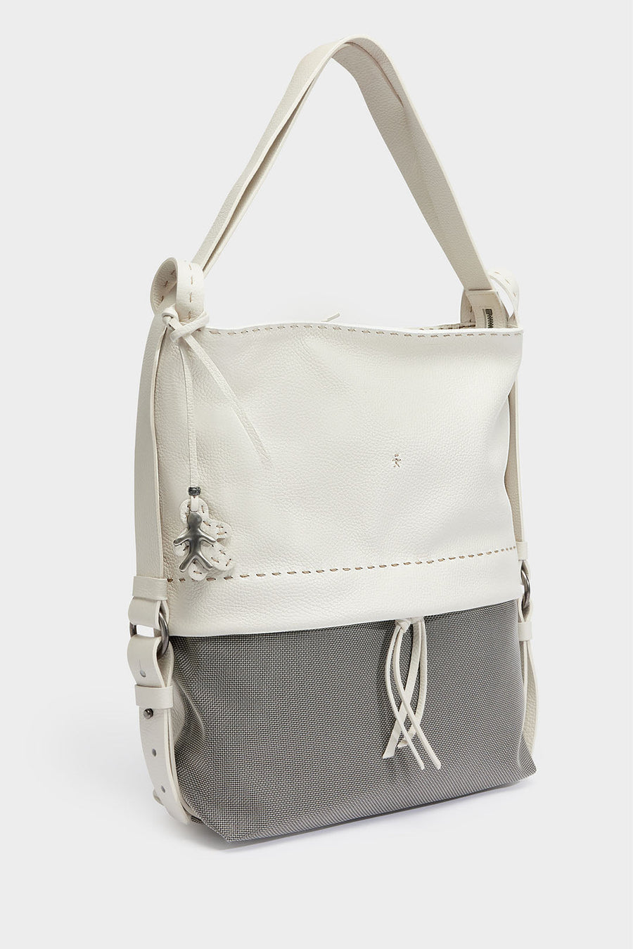 HENRY BEGUELIN ZIP FRONT LEATHER BACKPACK, WHITE - Burning Torch Online Boutique