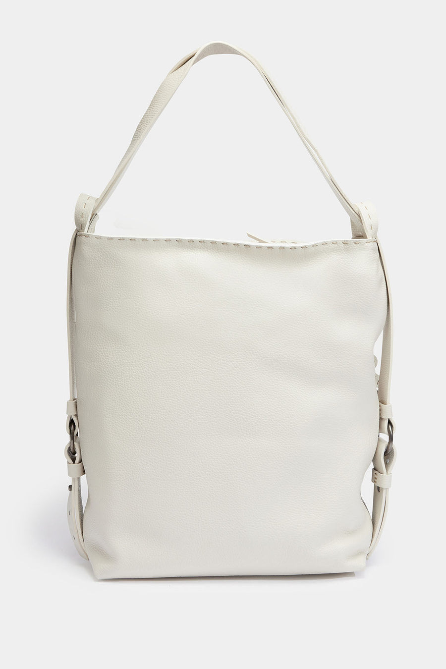 HENRY BEGUELIN ZIP FRONT LEATHER BACKPACK, WHITE - Burning Torch Online Boutique