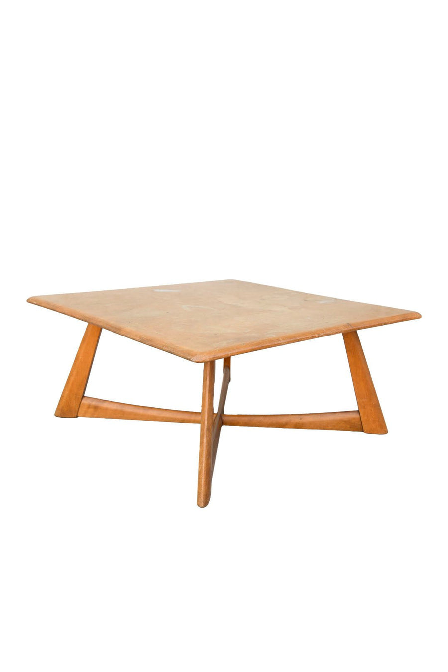 Heywood Wakefield Mid Century Blonde X Base Square Coffee Table - Burning Torch Online Boutique