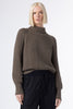 HONEYCOMB CROPPED TURTLENECK SWEATER, CYPRESS - Burning Torch Online Boutique