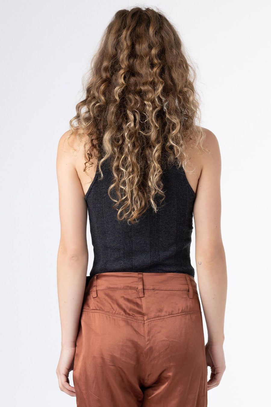 HONEYCOMB KNIT CAMI, CHARCOAL - Burning Torch Online Boutique