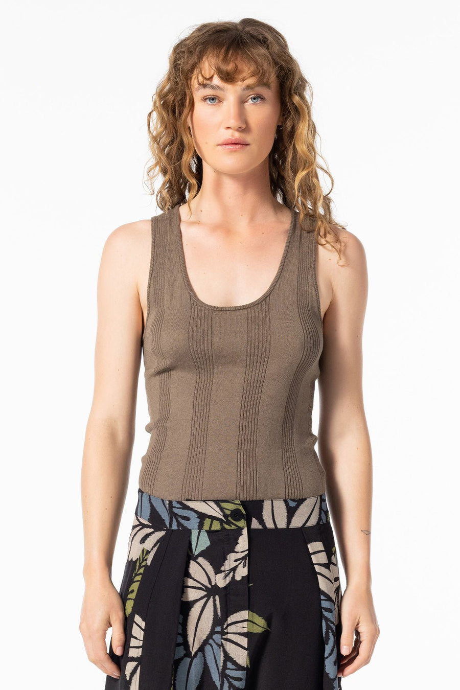 HONEYCOMB KNIT CAMI, CYPRESS - Burning Torch Online Boutique
