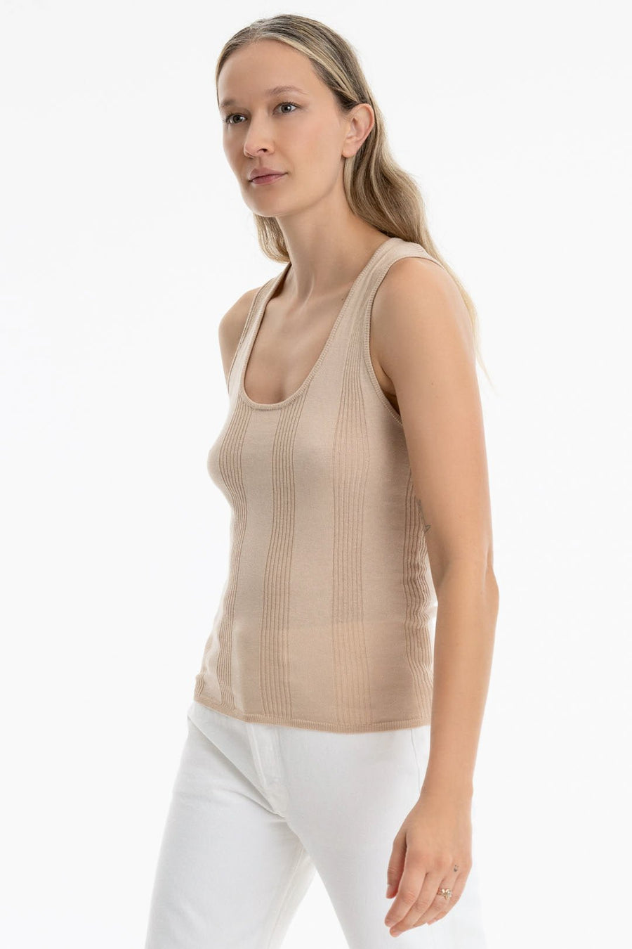 HONEYCOMB KNIT CAMI, POWDER - Burning Torch Online Boutique