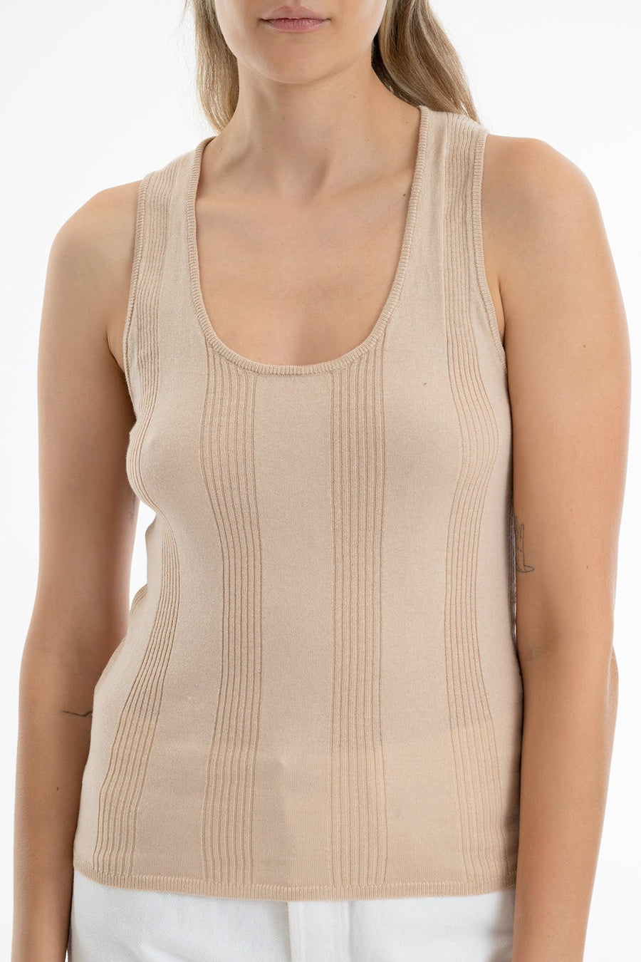 HONEYCOMB KNIT CAMI, POWDER - Burning Torch Online Boutique