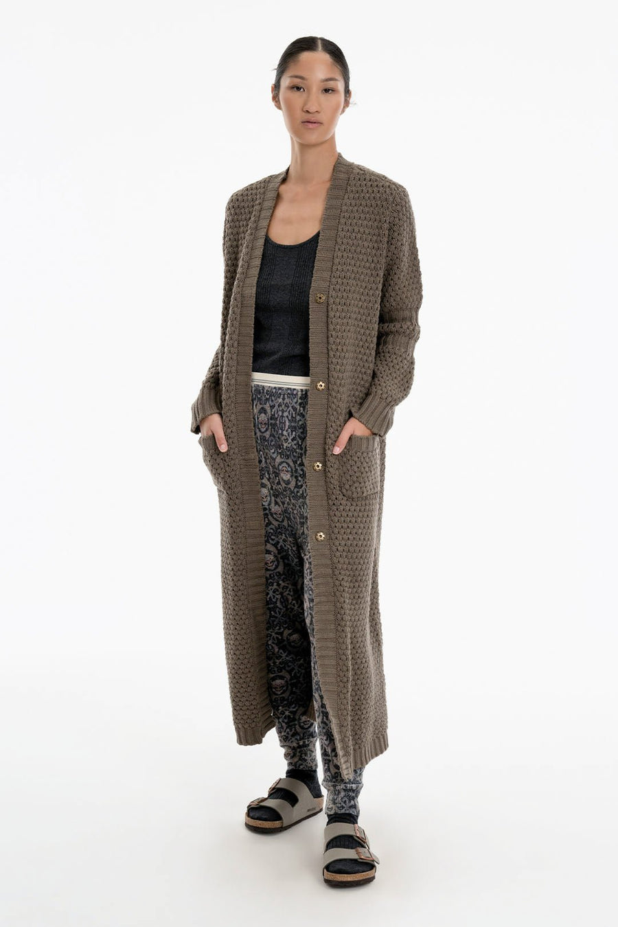 HONEYCOMB LONG CARDIGAN, CYPRESS - Burning Torch Online Boutique